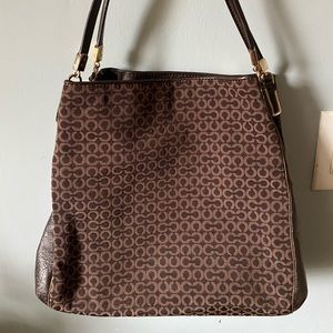 Coach Phoebe Madison Mahogany Needlepoint Shoulder Bag